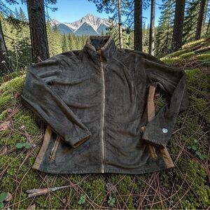 Kuhl Advokat Fleece Jacket Full Zip Dark Charcoal & Brown Jacket Womens XL